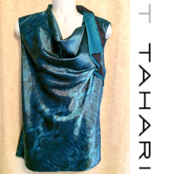 T Tahari Tops - ⬇️$40 NWOT T. Tahari Snake Print Cowl Neck Shell